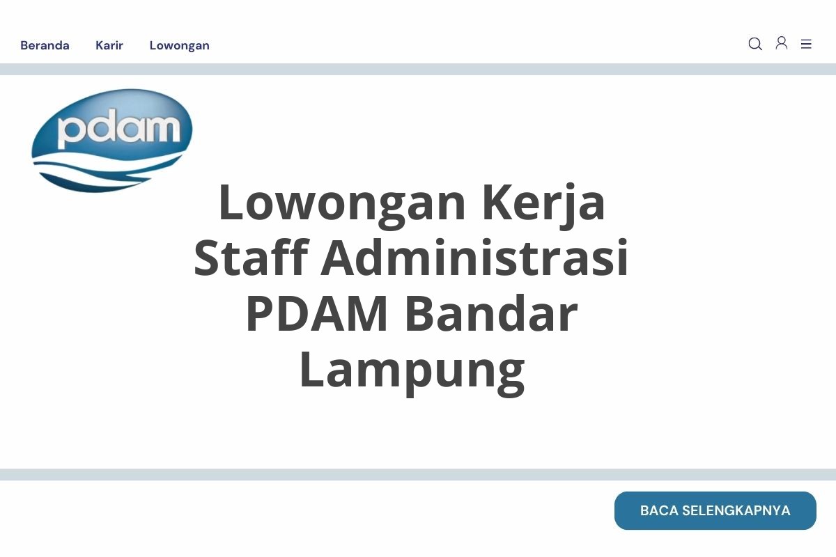 Lowongan Kerja Staff Administrasi PDAM Bandar Lampung