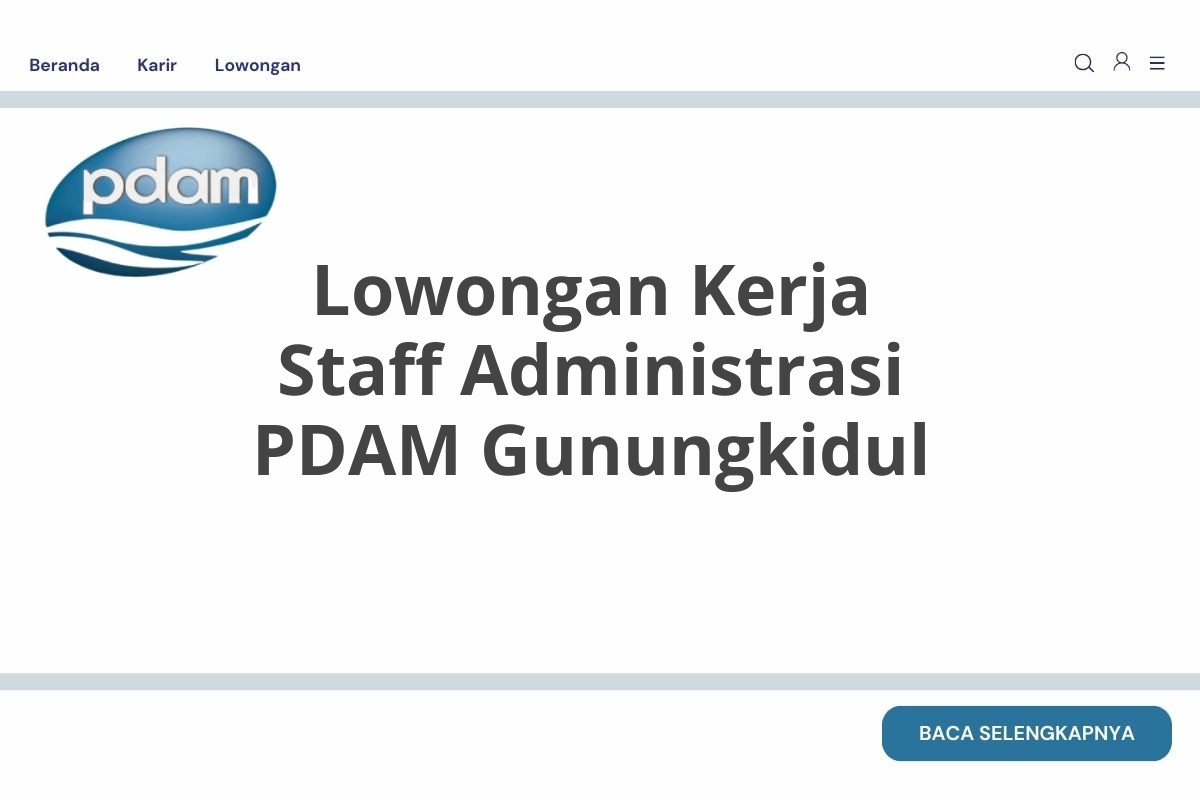 Lowongan Kerja Staff Administrasi PDAM Gunungkidul