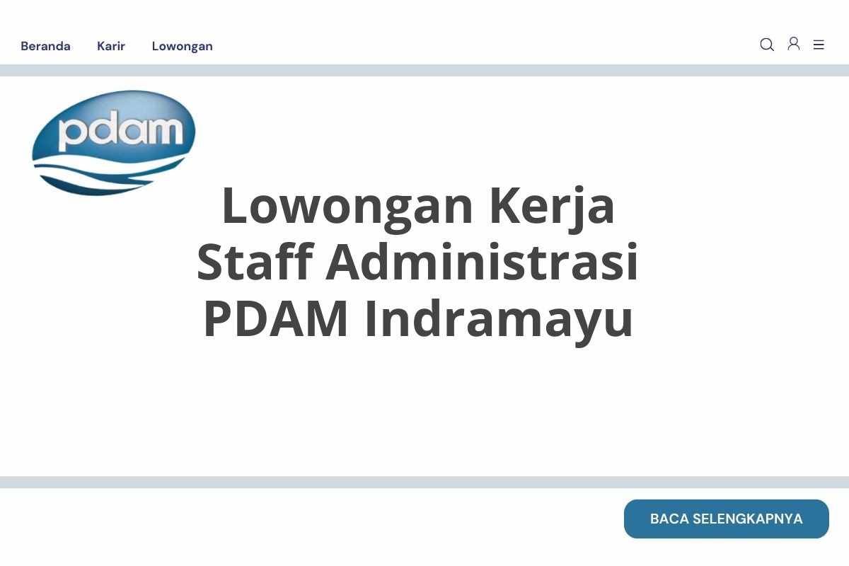 Lowongan Kerja Staff Administrasi PDAM Indramayu