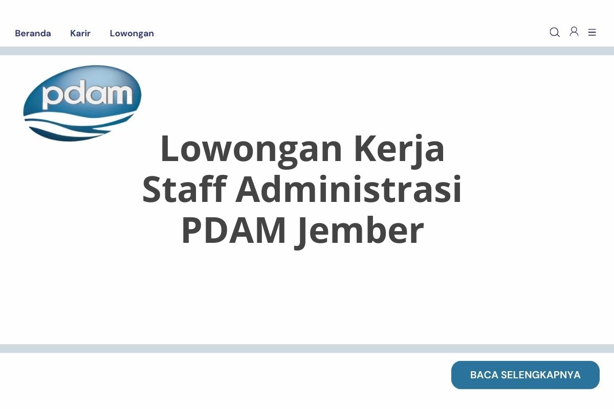 Lowongan Kerja Staff Administrasi PDAM Jember