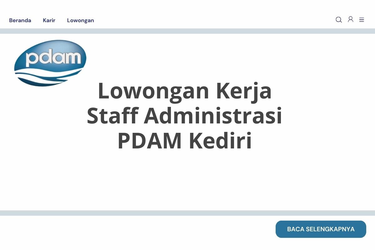 Lowongan Kerja Staff Administrasi PDAM Kediri