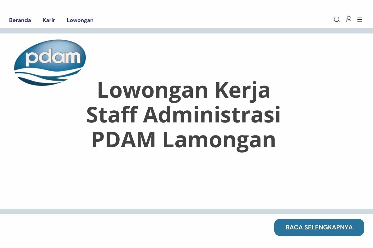 Lowongan Kerja Staff Administrasi PDAM Lamongan