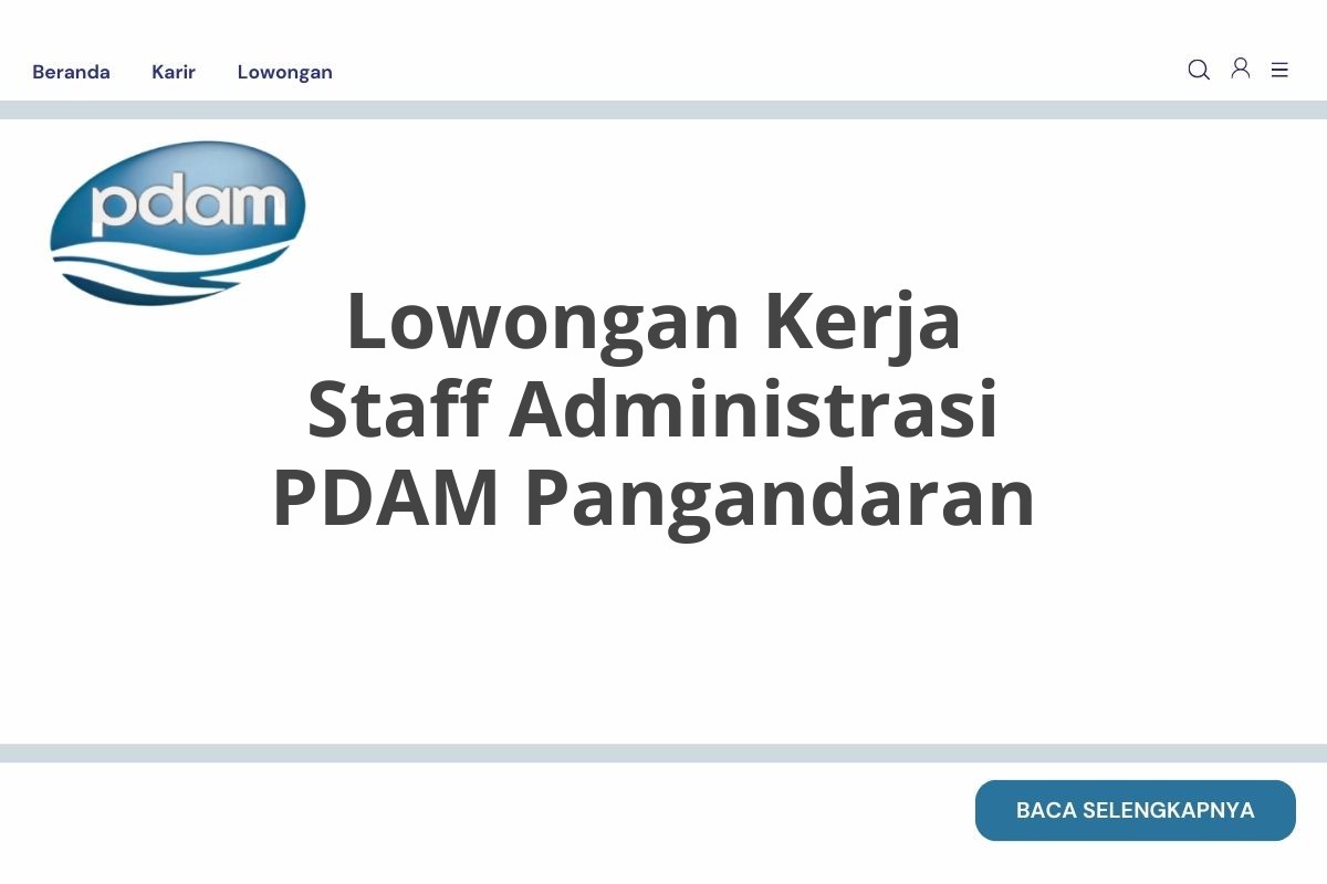 Lowongan Kerja Staff Administrasi PDAM Pangandaran