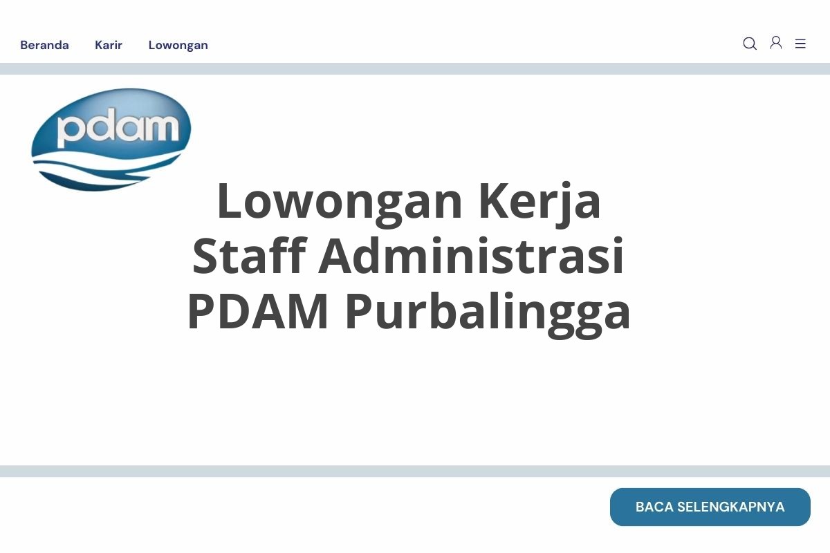 Lowongan Kerja Staff Administrasi PDAM Purbalingga