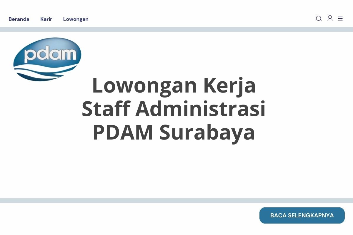 Lowongan Kerja Staff Administrasi PDAM Surabaya