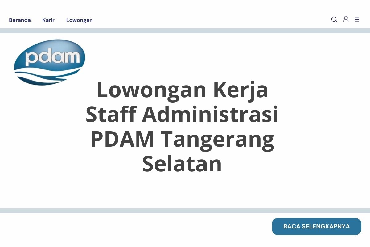 Lowongan Kerja Staff Administrasi PDAM Tangerang Selatan