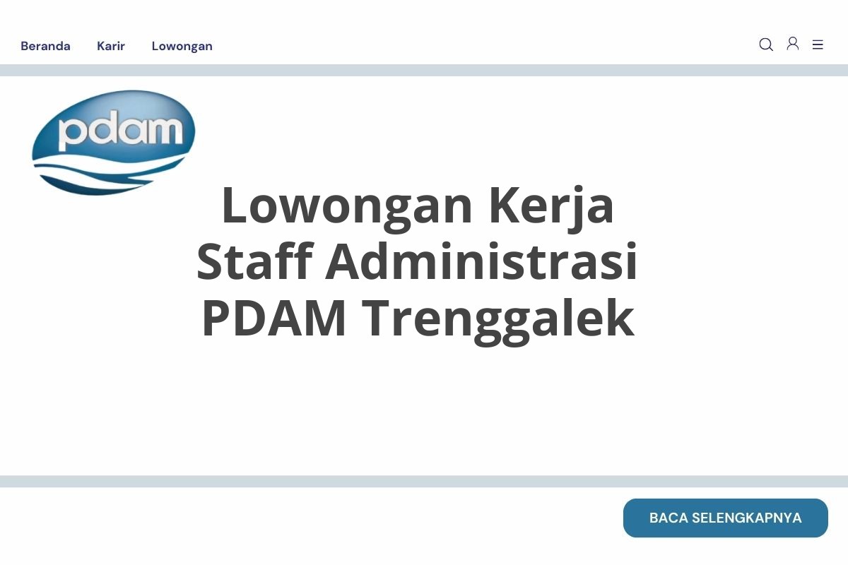 Lowongan Kerja Staff Administrasi PDAM Trenggalek