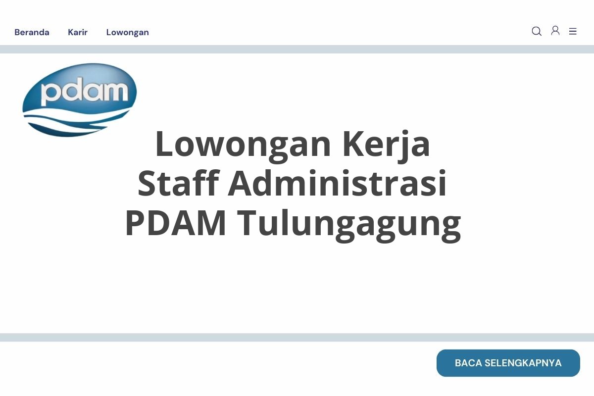 Lowongan Kerja Staff Administrasi PDAM Tulungagung